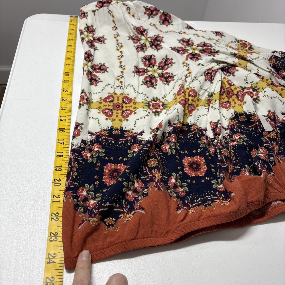 Fig and Flower‎ Womens Boho Peasant Pullover Top Size L Rayon Multicolor Floral - Picture 8 of 8